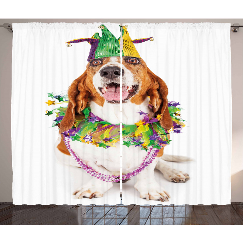Happy Dog Jester Hat Curtain