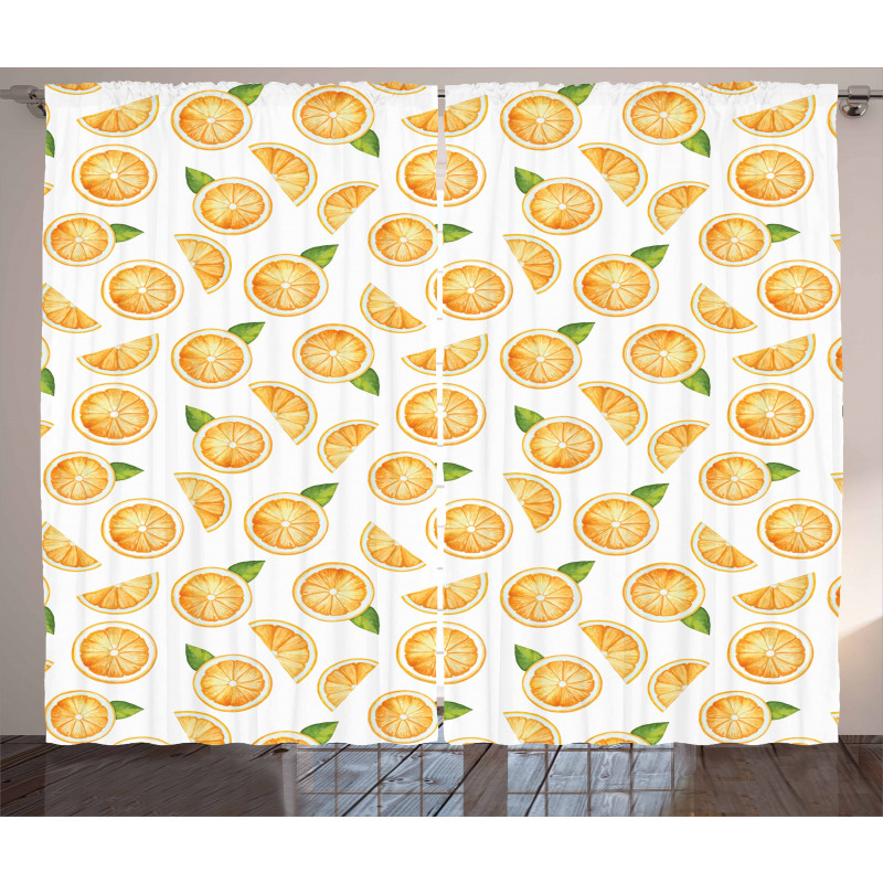 Watercolor Fruit Slices Curtain