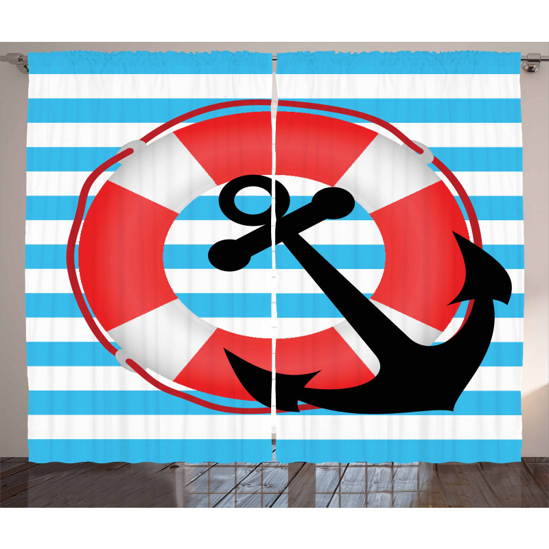 Lifebuoy Anchor Design Curtain