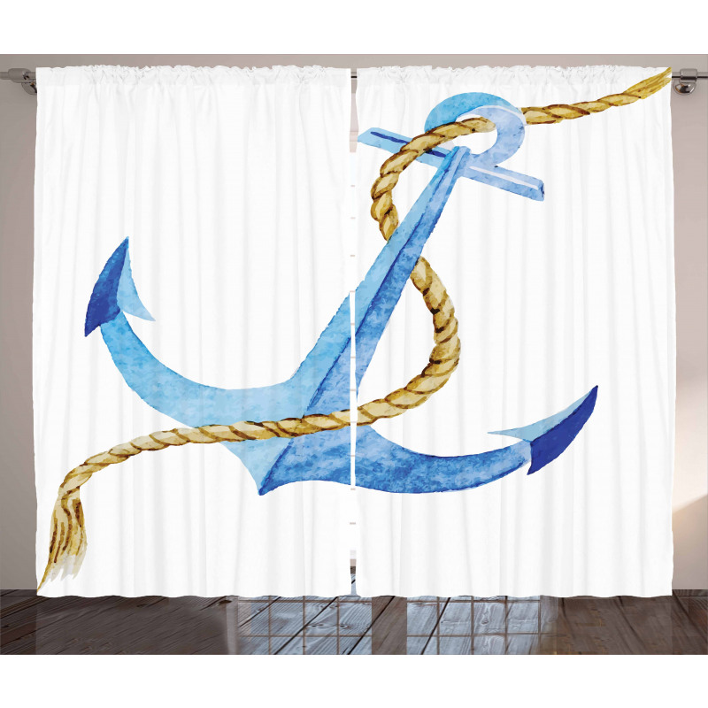 Watercolor Beach Things Curtain