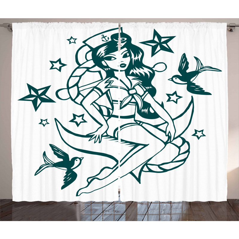 Pin-up Girl Sailor Suit Curtain