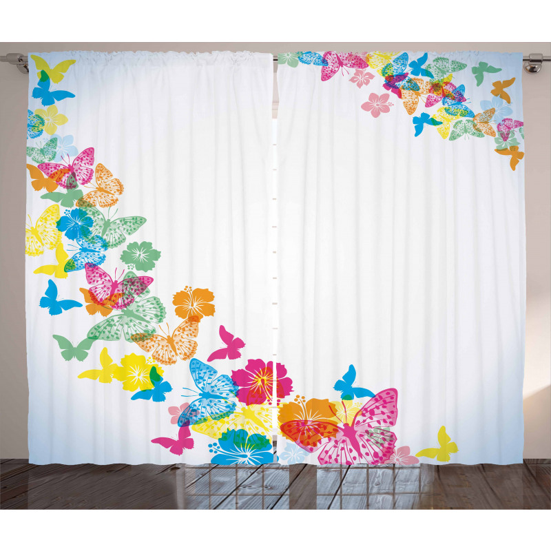 Colorful Butterfly Borders Curtain