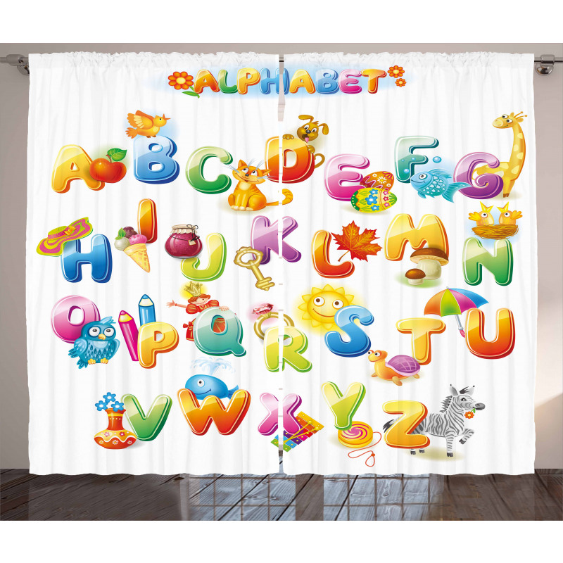Cartoon Alphabet Curtain