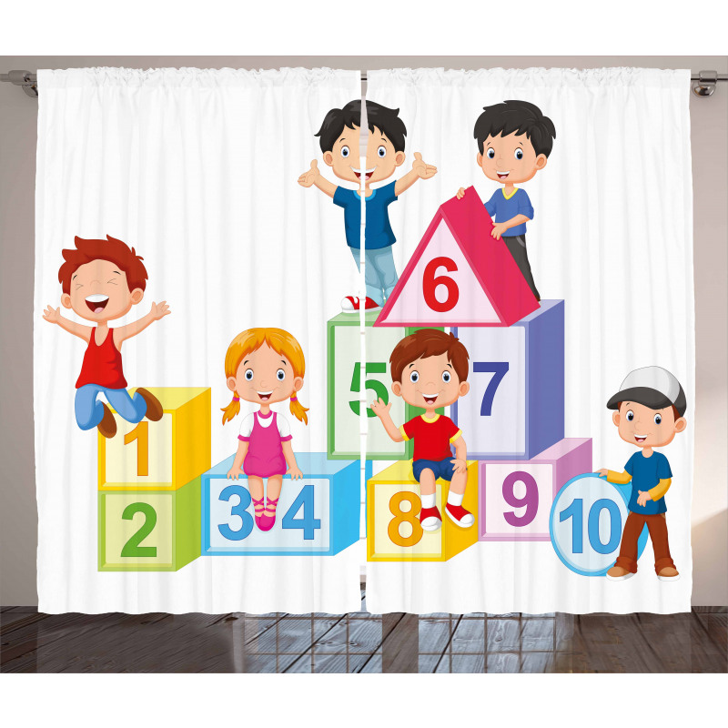 Boys Girls Numbers Curtain