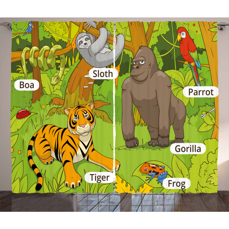 Jungle Fauna Zoo Curtain