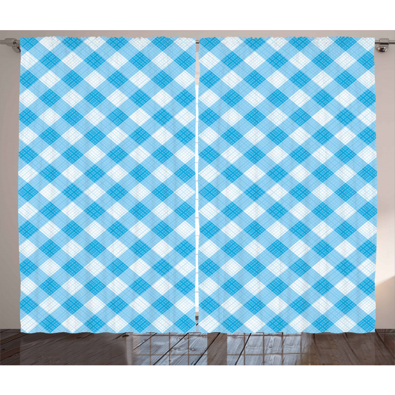 Blue and White Plaid Curtain