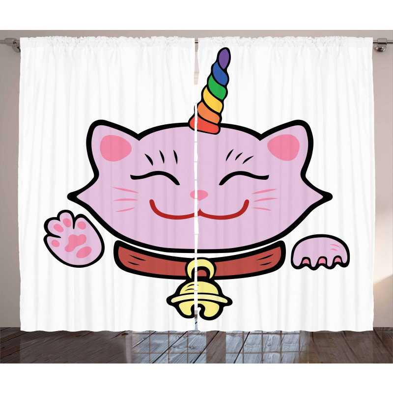 Pink Maneki Neko Curtain