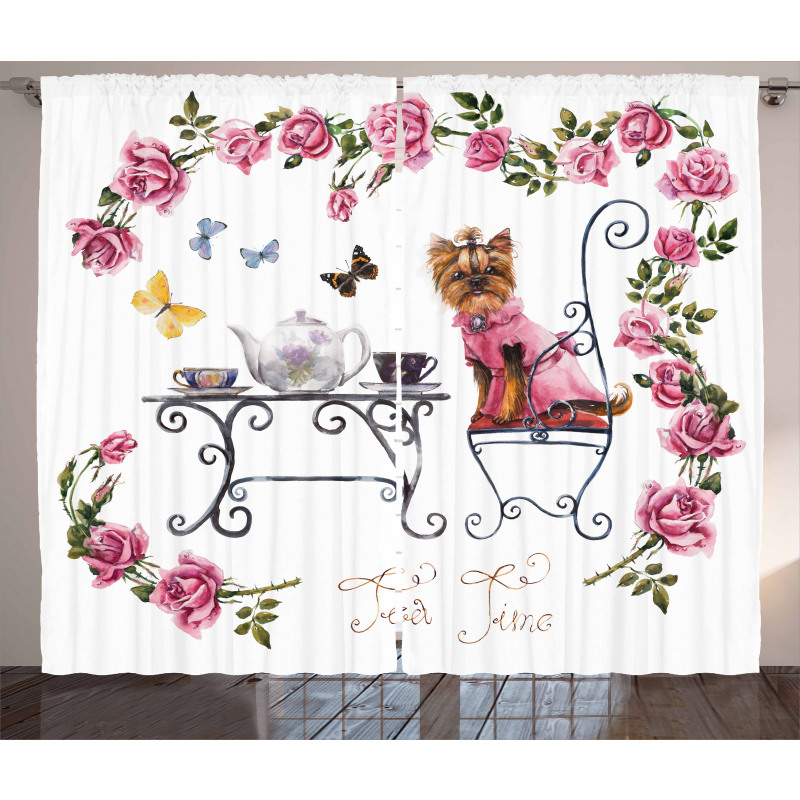 Terrier in Pink Dress Curtain