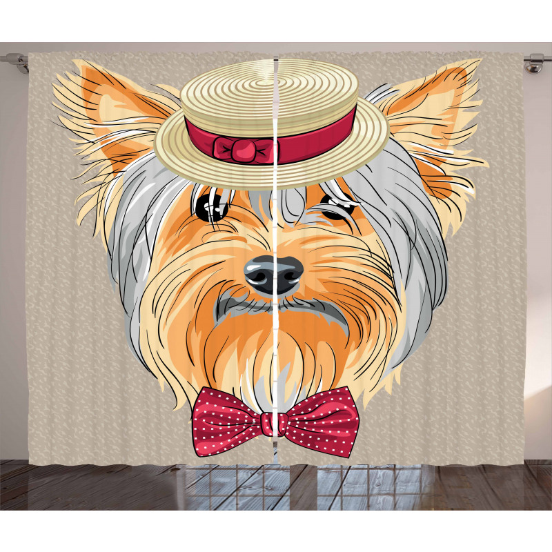 Hipster Gentleman Dog Curtain