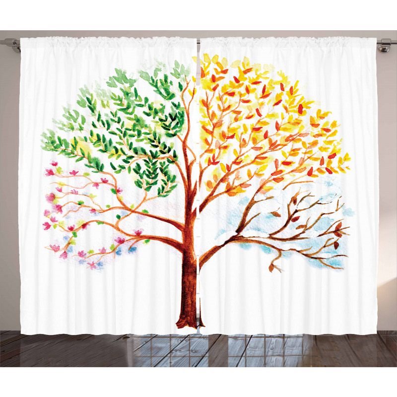 Tree Seasons Nature Curtain