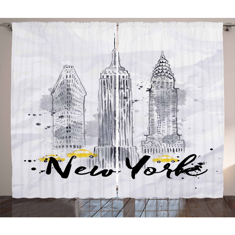 New York Sketch Art Curtain