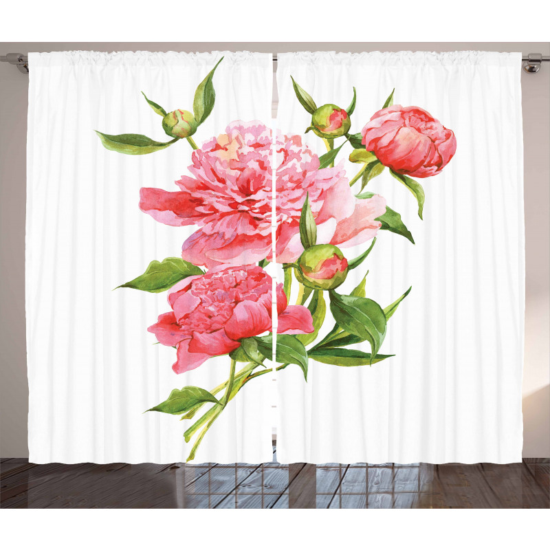 Pink Peonies Bouquet Curtain