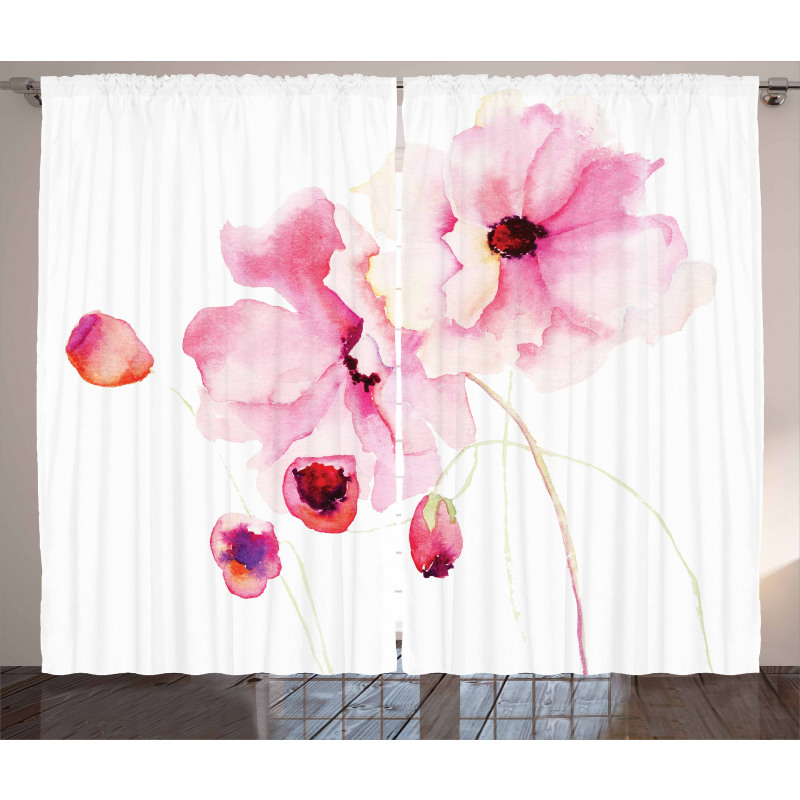 Pink Flower Petals Curtain