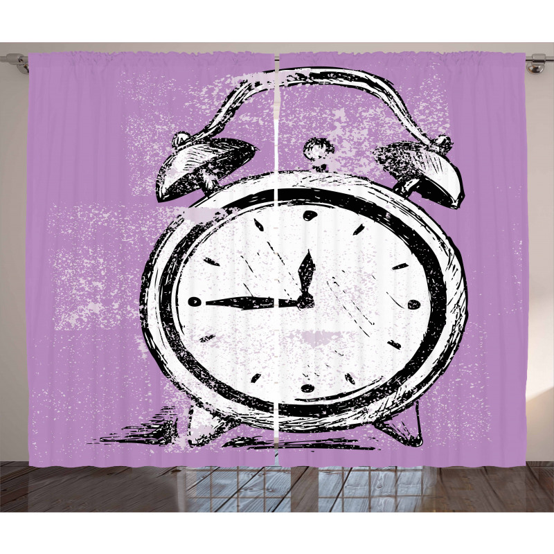 Retro Alarm Clock Grunge Curtain