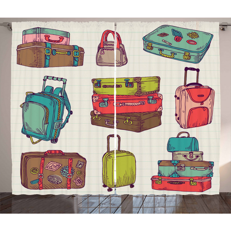 Colorful Suitcases Curtain