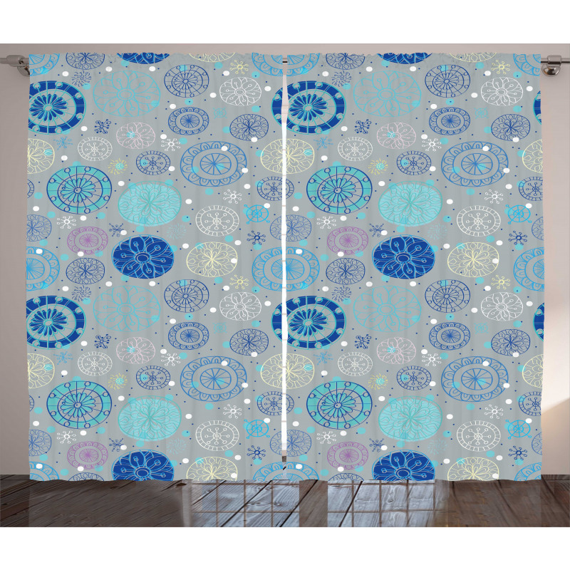 Abstract Snowflakes Curtain