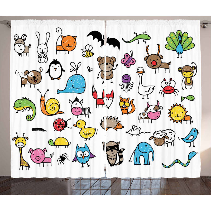 Cartoon Nursery Animals Curtain