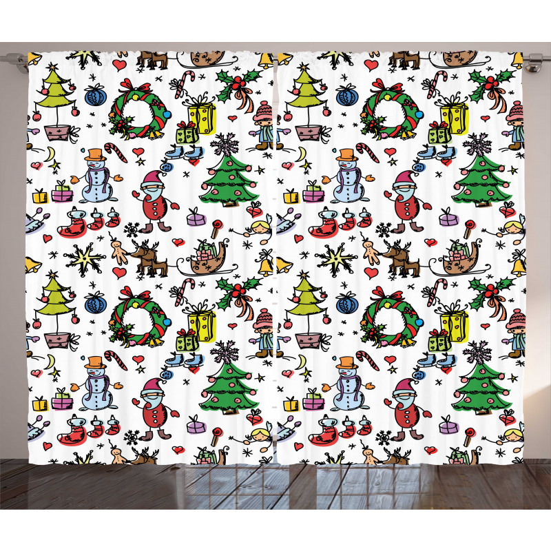 Christmas Cartoon Curtain
