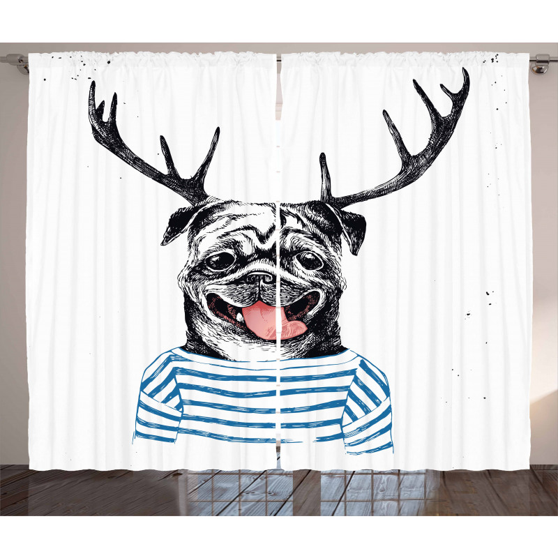 Dog with Antlers Surreal Curtain