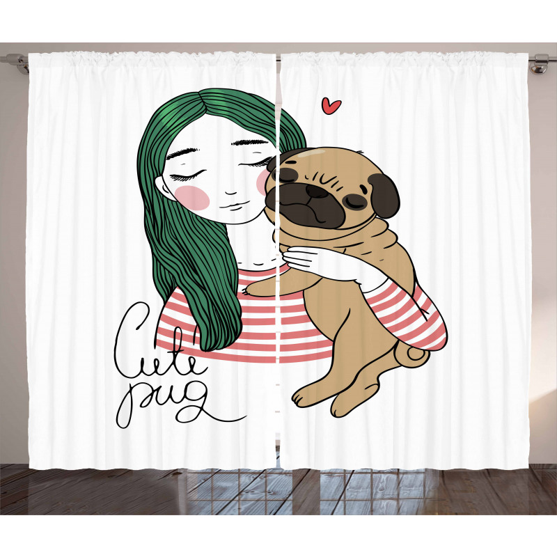 Dog with Girl Curtain