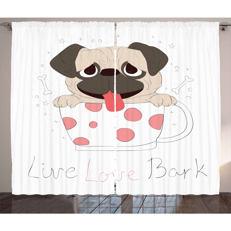 Live Love Bark Words Funny Curtain