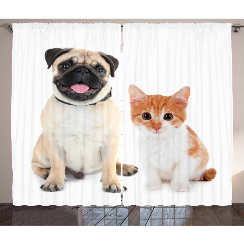 Kitten and Puppy Photo Curtain