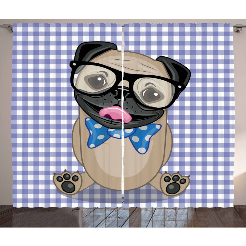 Nerdy Glasses Bow Tie Dog Curtain