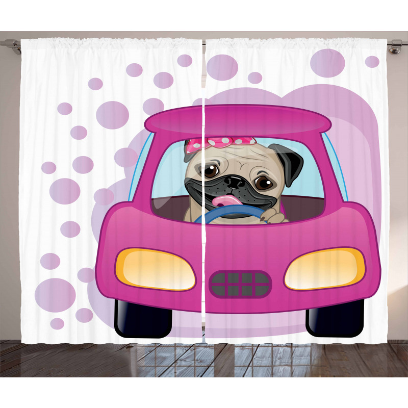 Dog Driving on Car Curtain