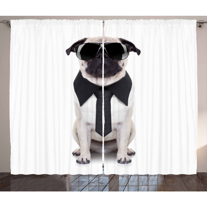 Cool Dog with Tie Glasses Curtain