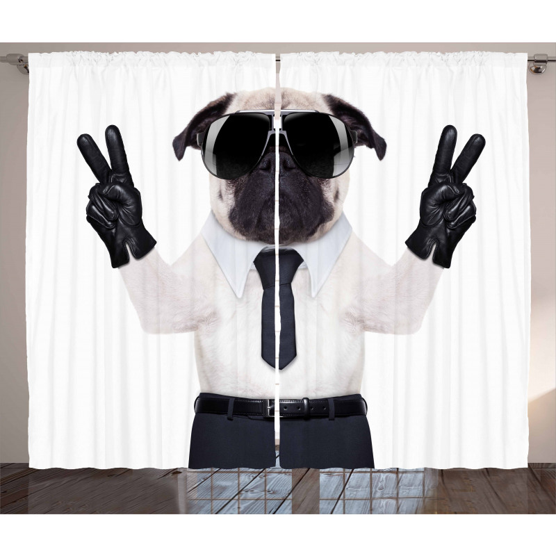 Looking Dog Glasses Curtain