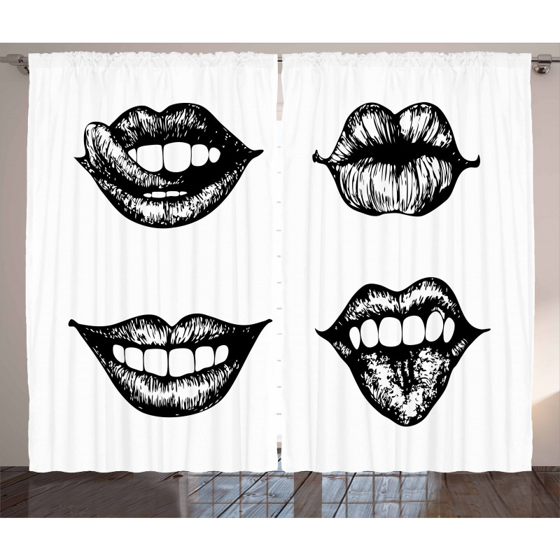 Monochrome Sketch Style Curtain
