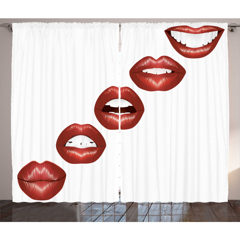 Vivid Full Red Lips Feminine Curtain