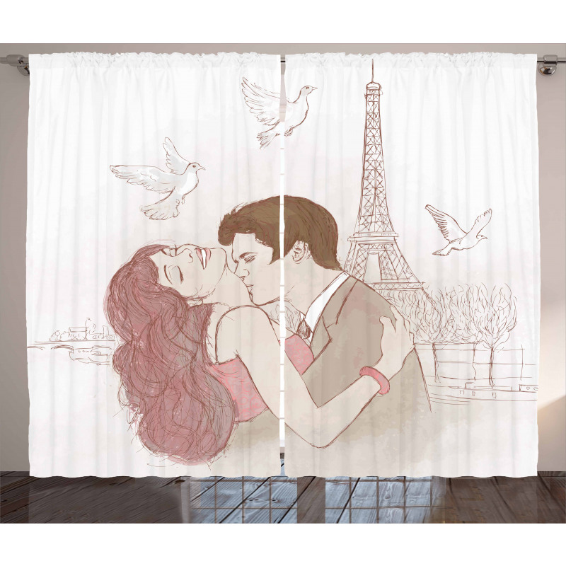 Romantic Man and Woman Curtain
