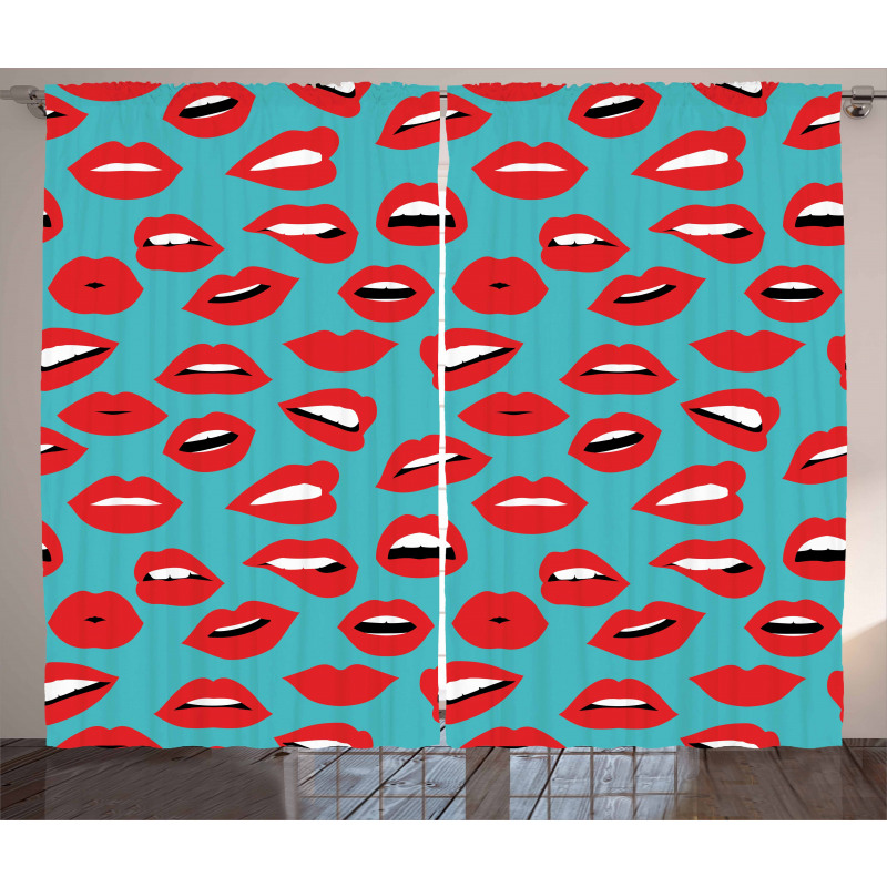 Retro Woman Red Lipstick Curtain