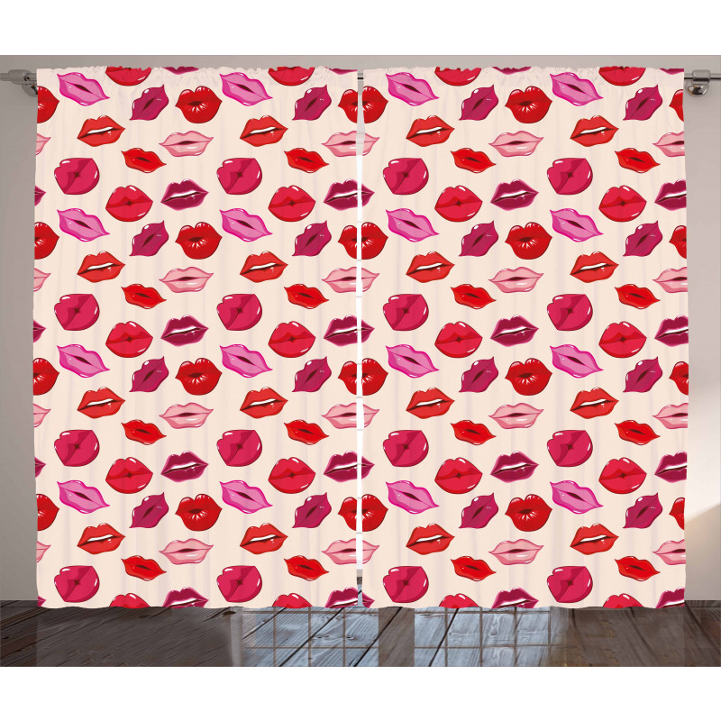 Vivid Colored Lips Glamour Curtain
