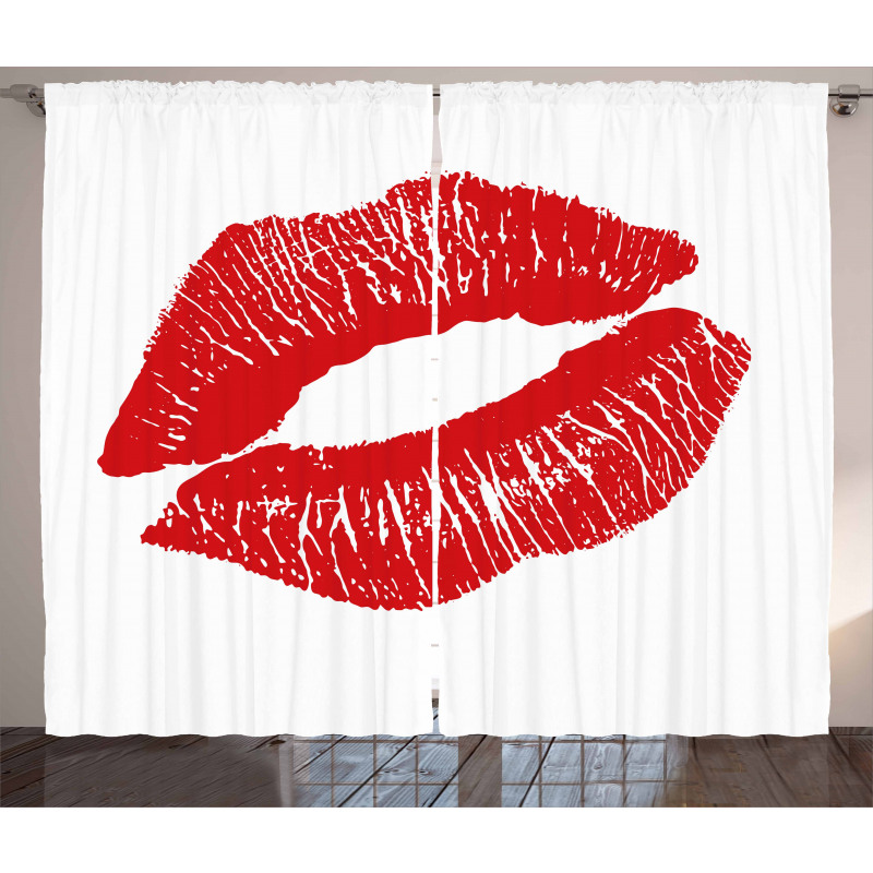 Red Lips Kiss Mark Grunge Curtain