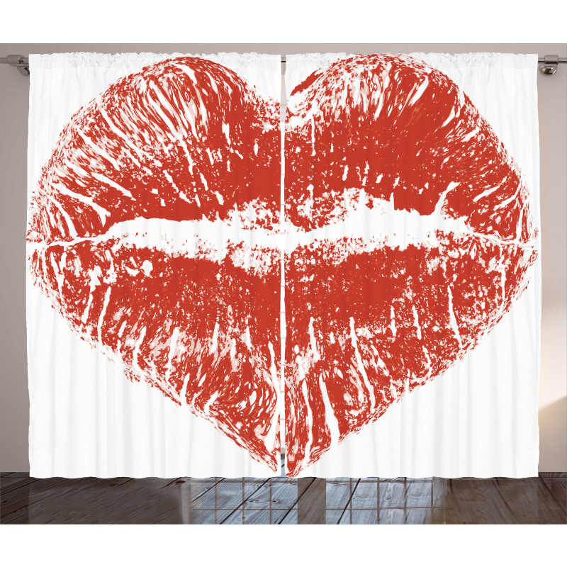 Heart Shaped Lipstick Mark Curtain