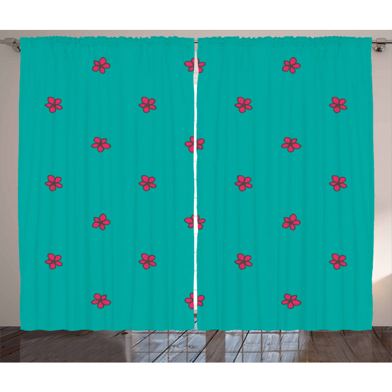 Pink Wild Flowers Nature Curtain