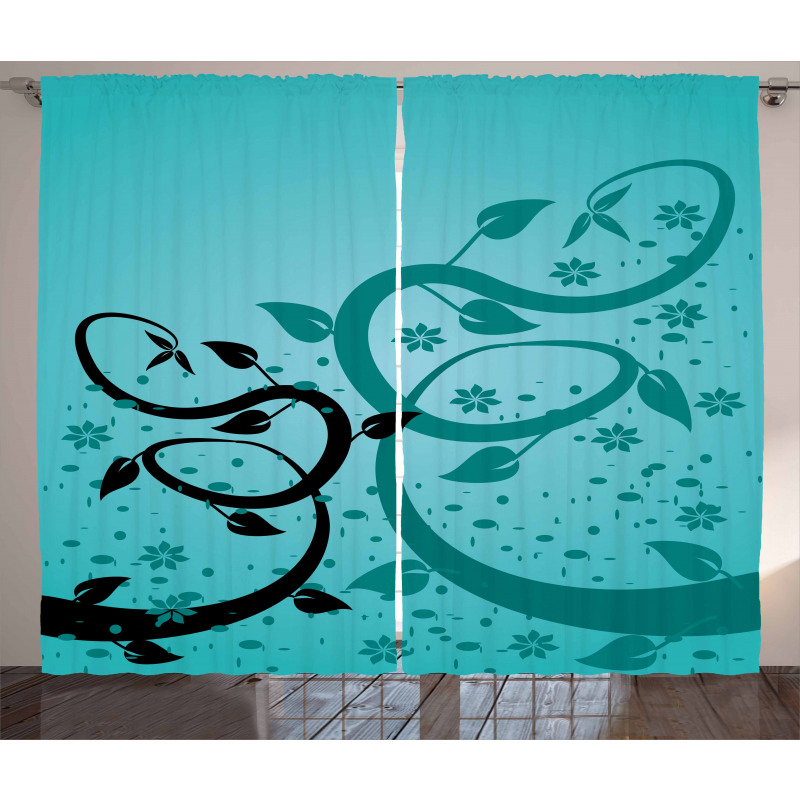 Floral Winding Tendrils Curtain