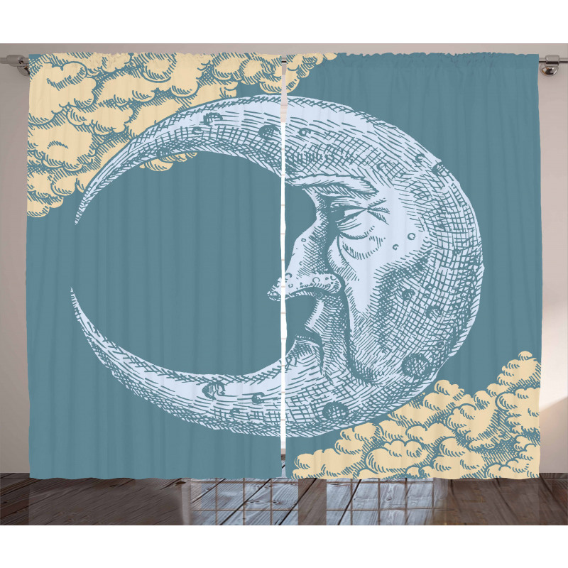 Vintage Crescent Moon Curtain