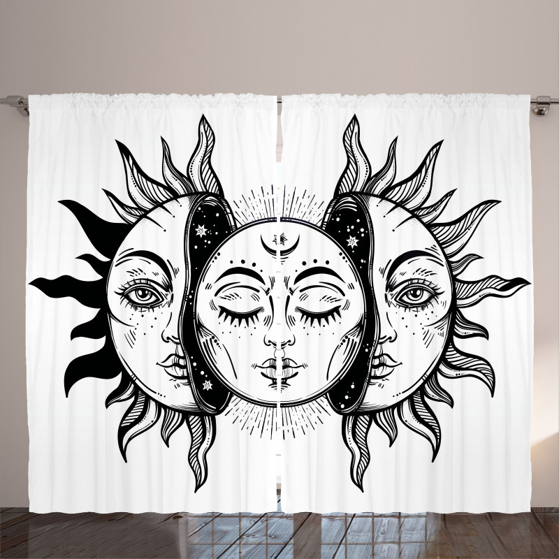 Monochrome Sun and Moon Curtain