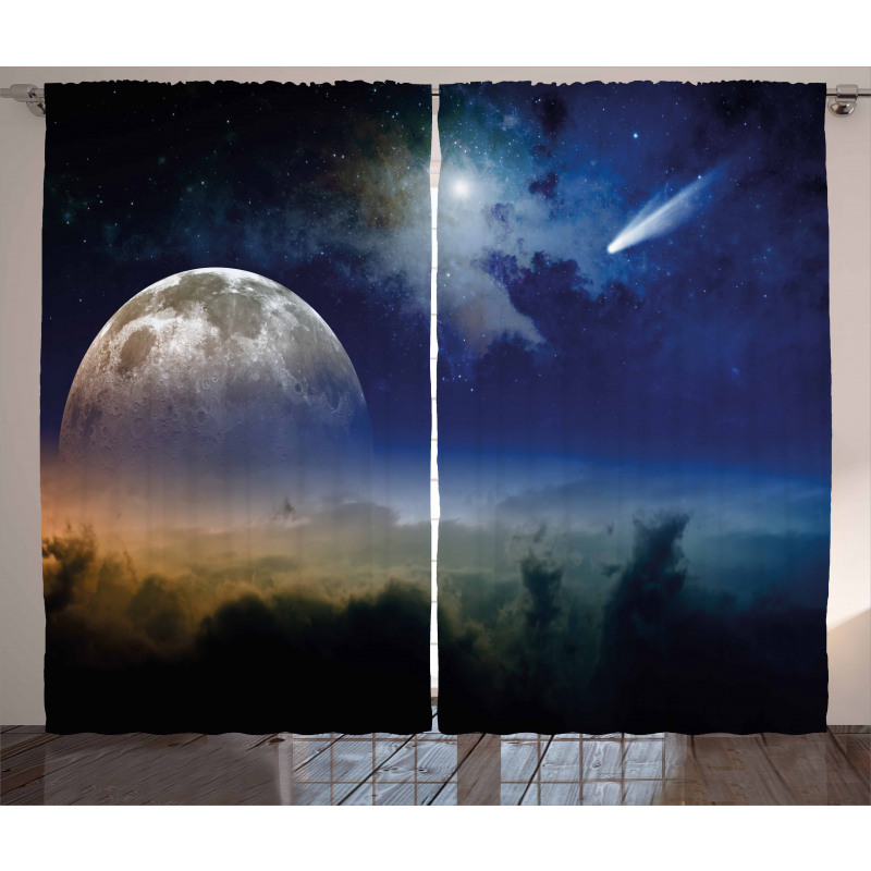 Full Moon Rising Cloudy Curtain