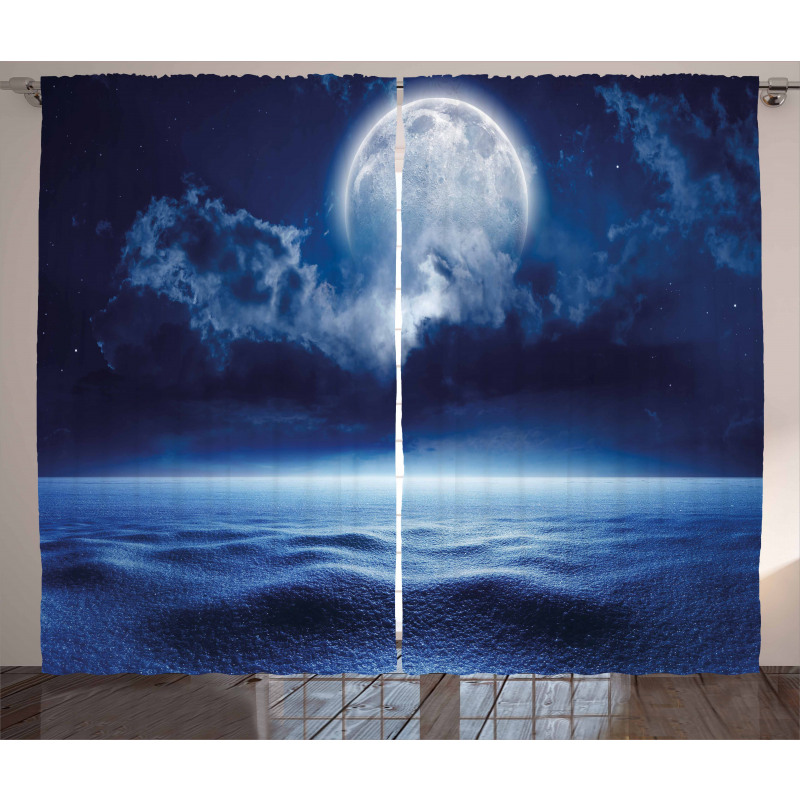 Full Moon and Calm Sea Curtain