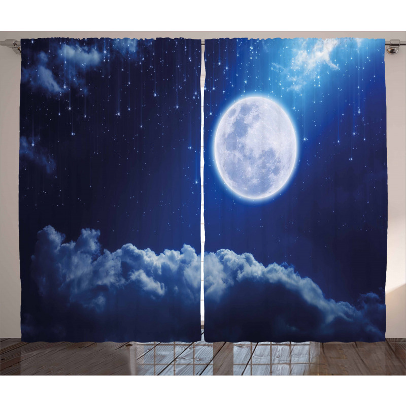 Full Moon Falling Stars Curtain