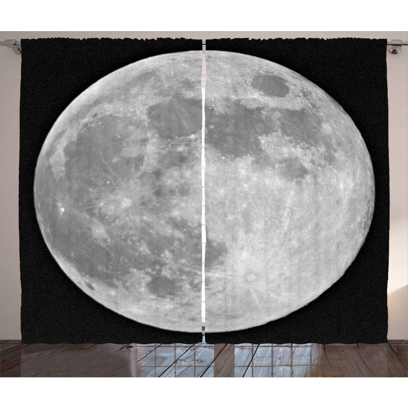 Monochrome Full Moon Art Curtain