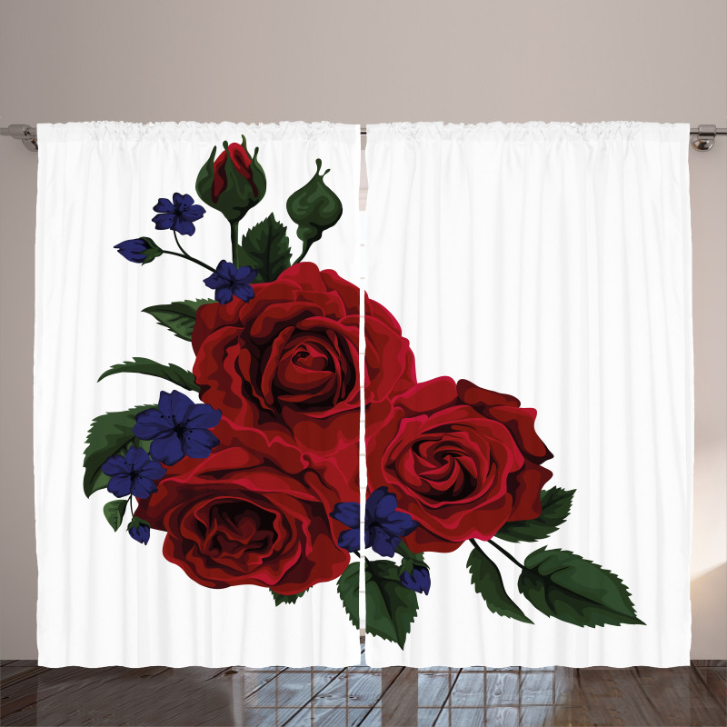 Red Bloom Gentle Florets Curtain