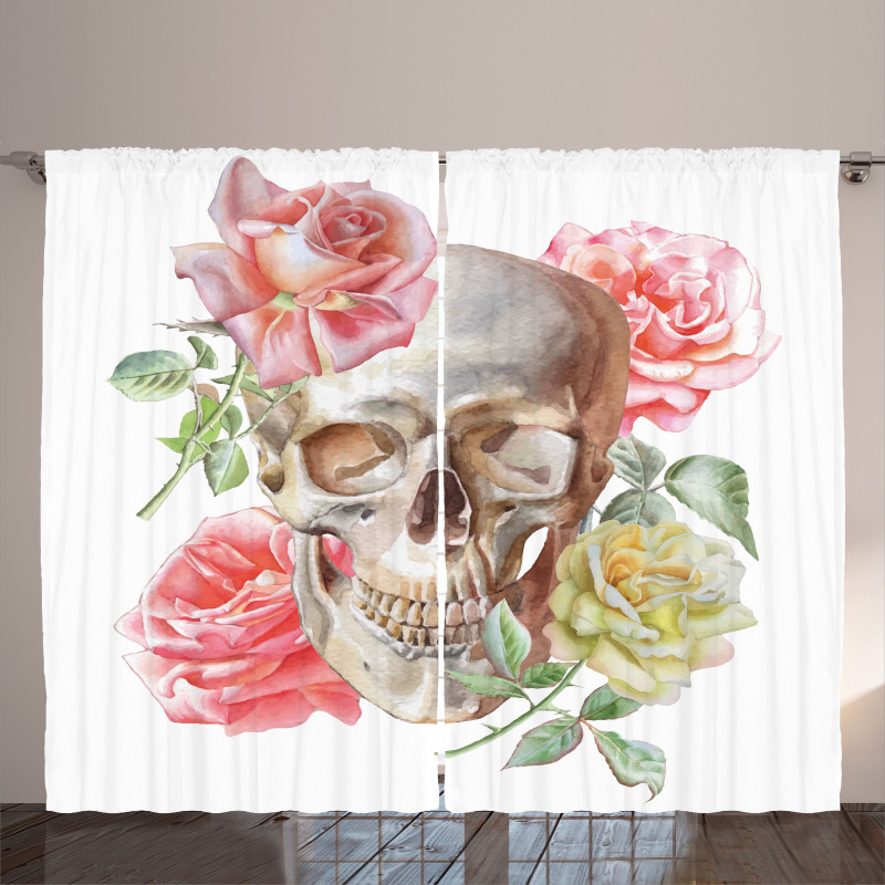 Tender Bloom Skull Curtain