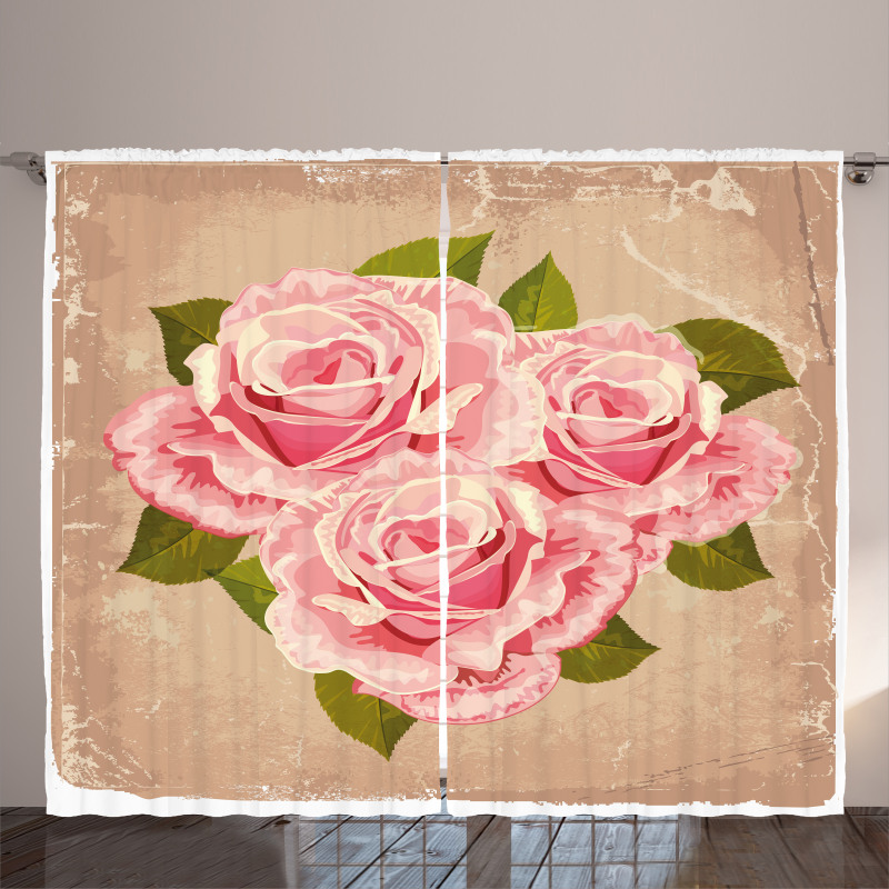 Pink Bouquet of Flowers Curtain