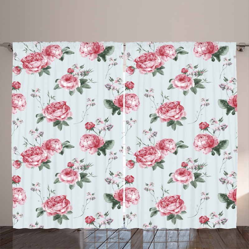 Pink Blossom English Flora Curtain