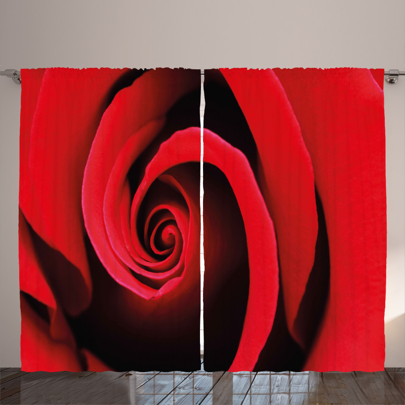 Swirled Petals Red Blossom Curtain
